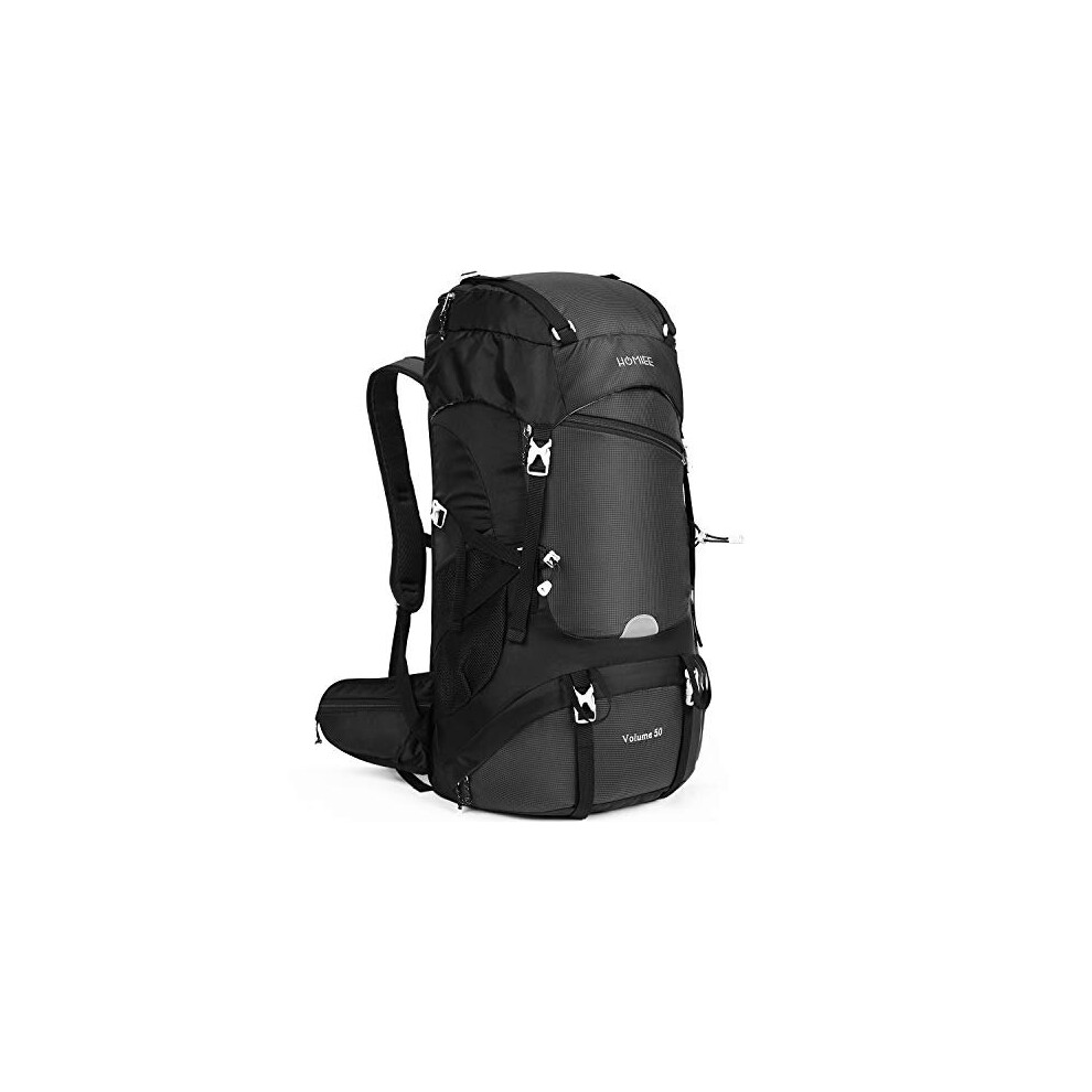 Hiking Backpack 50L External Frame Backpack Waterproof Hiking Rucksack with Rain Cover Lightweight Breathable Outdoor Sports Trekking Skiing Climbing