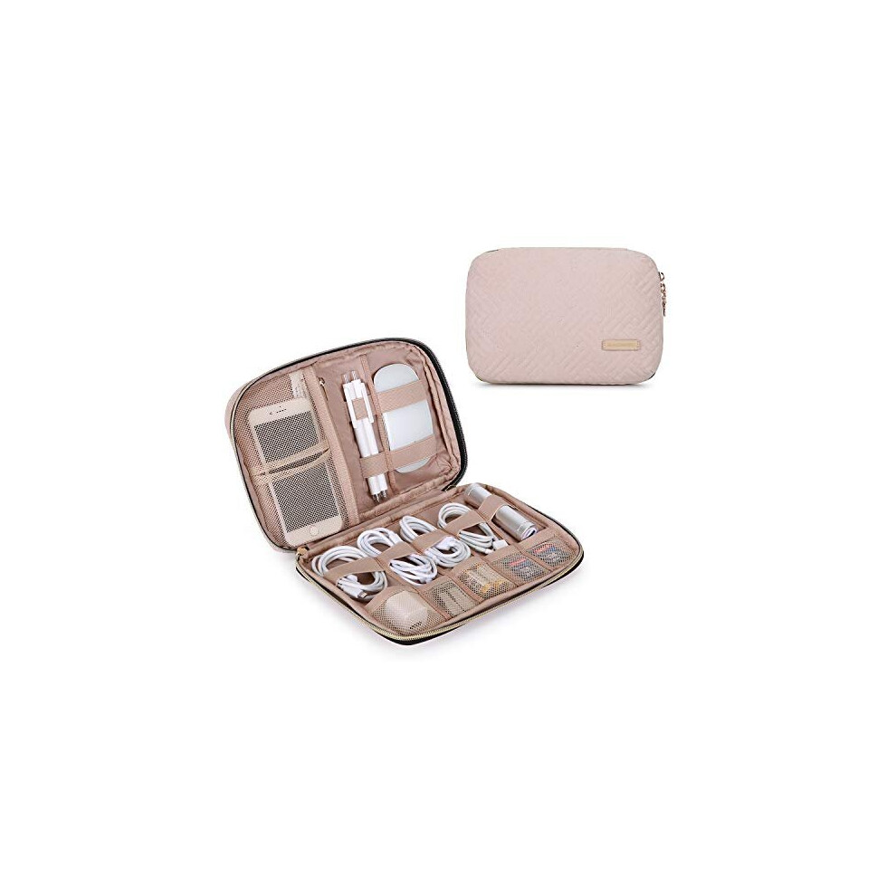 Small Travel Electronics Cable Organizer Bag for Hard Drives Cables USB Cable SD Card Pink