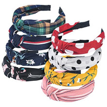 Headbands for Women 8 Packs Mixed Printed Fabric Hair Band Knot Hairbands Hair Accessories for Daily Wearing Dating Sports