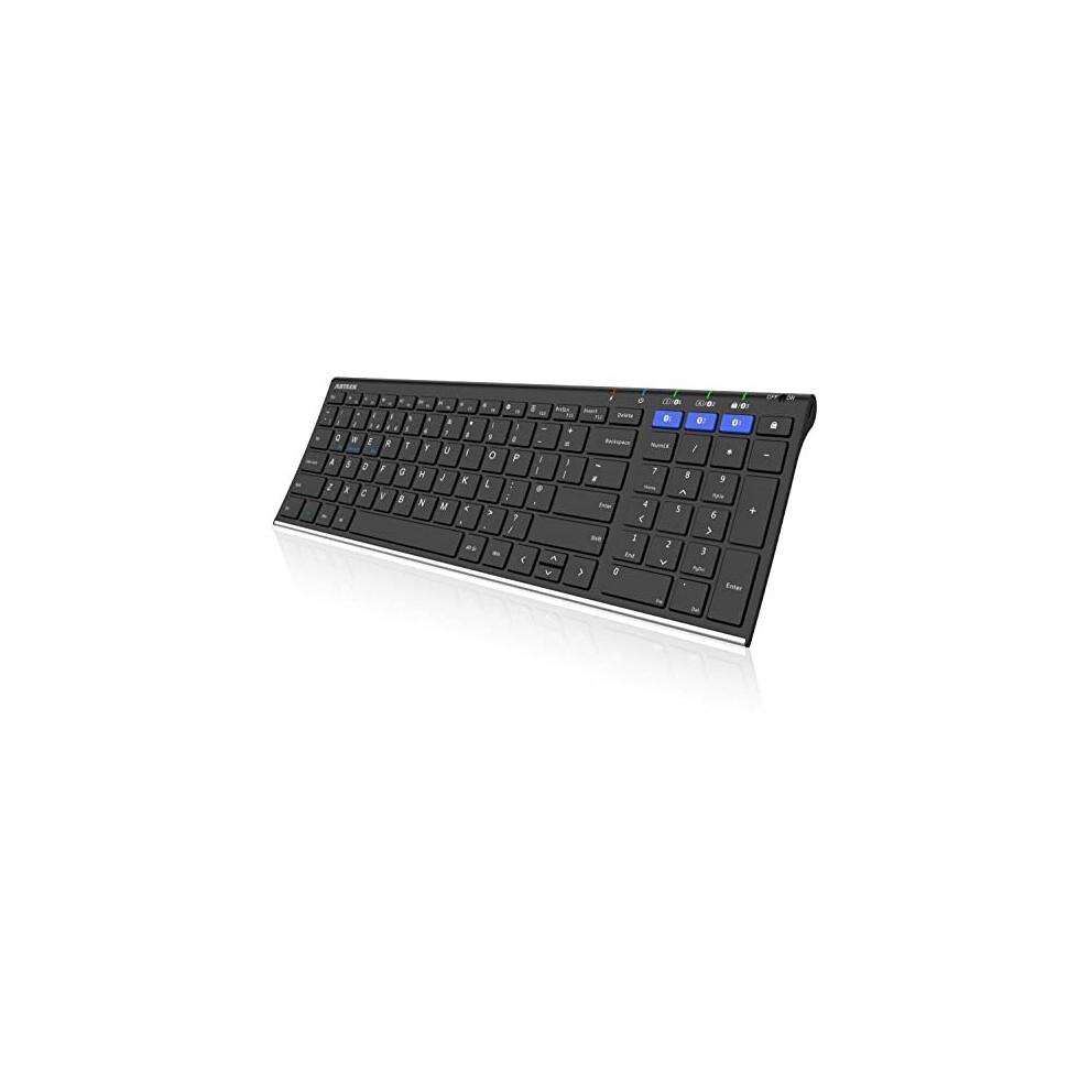Universal Bluetooth Keyboard MultiDevice Stainless Steel Full Size Wireless Keyboard for Windows iOS Android Computer Desktop Laptop Surface Tablet