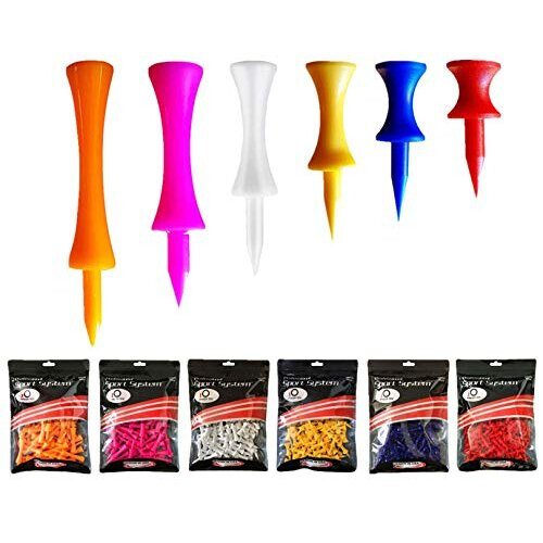 Castle Golf Tees Plastic Unbreakable Value 100 Count Mixed Size Golf