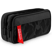 Large Capacity Pencil Case for Boys and Girls Lightweight Waterproof Triple Pocket Pencil Cases Camo Black
