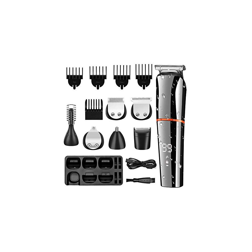 Beard Trimmer for Men Hair Clippers Body Mustache Nose Hair Groomer Cordless Precision Trimmer 6 in 1 Grooming Kit Waterproof USB Rechargeable