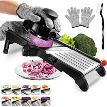 Adjustable Mandoline Slicer Upgraded Professional Vegetable Slicer for Potato Cabbage Onion Fruits Stainless Steel Kitchen Mandolin Slicer with Gloves