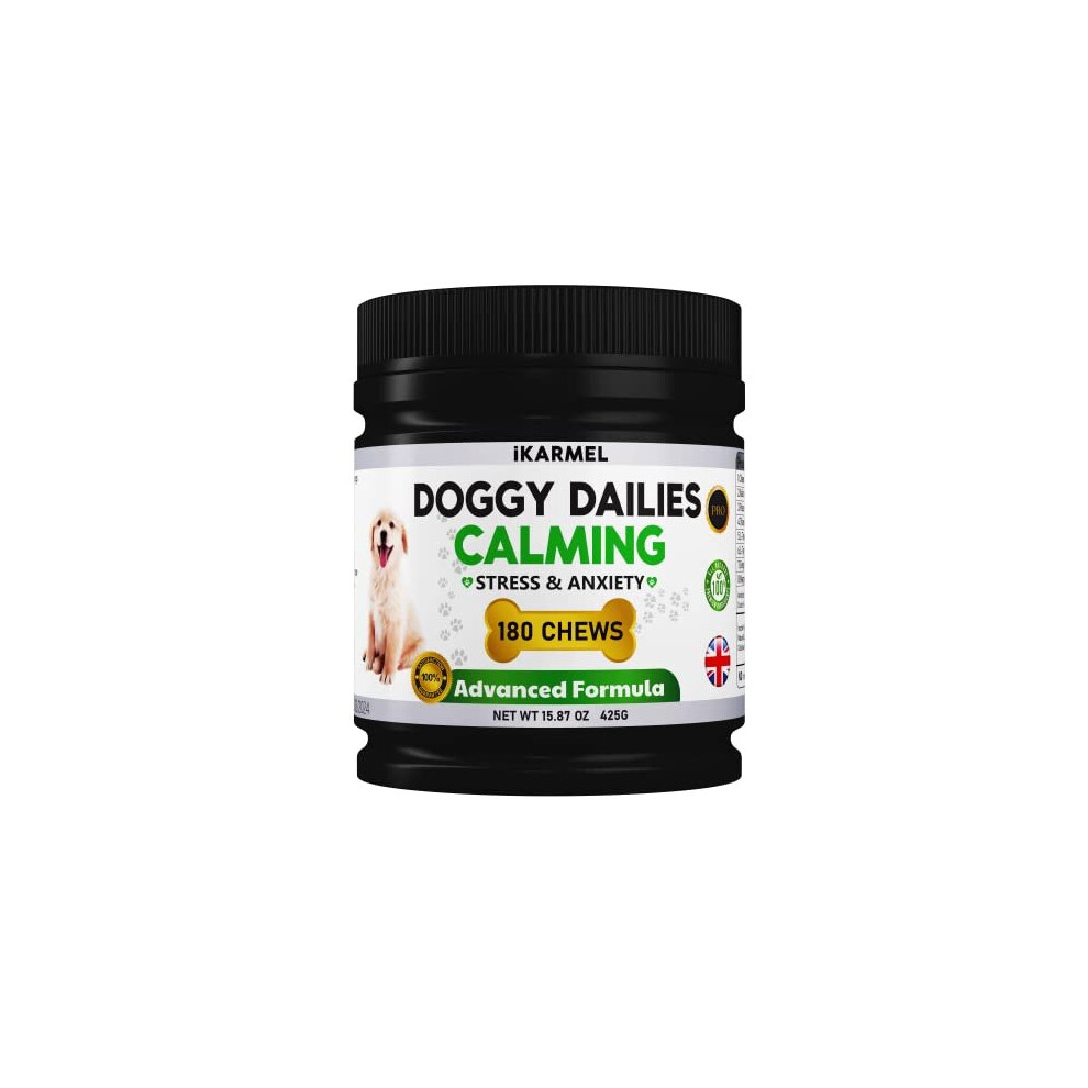 Doggy Dailies Dog Calming Anxiety Support Anti Stress Nervous Treats 180 Dogs Chew Supplements Calm in 46 Weeks