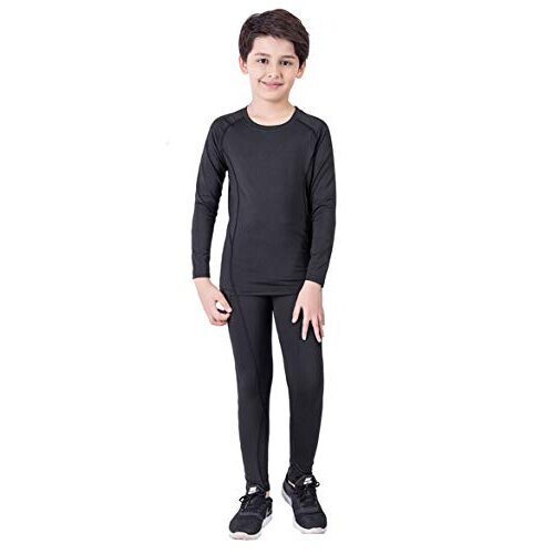 Kids Compression Sets Sport Base Layer kids Thermal Underwear Suits Fitness  Clothing 2PCS 413Years 67Years Black