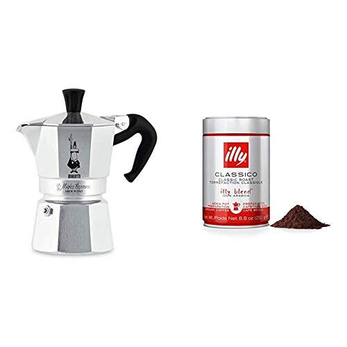 Moka Express Aluminium Stovetop Coffee Maker 2 Cup 8x11x11 cm illy