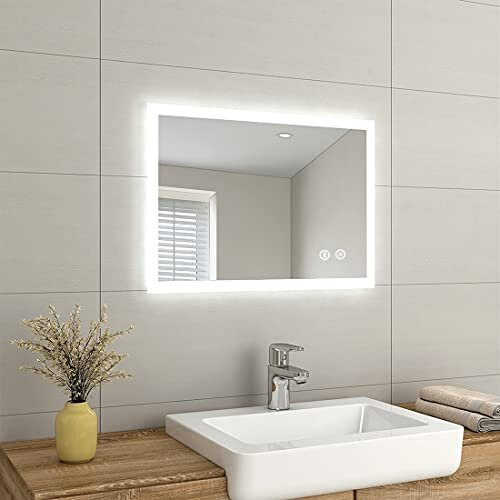 500 X 700 mm Backlit Illuminated Bluetooth Bathroom Mirror with Shaver ...