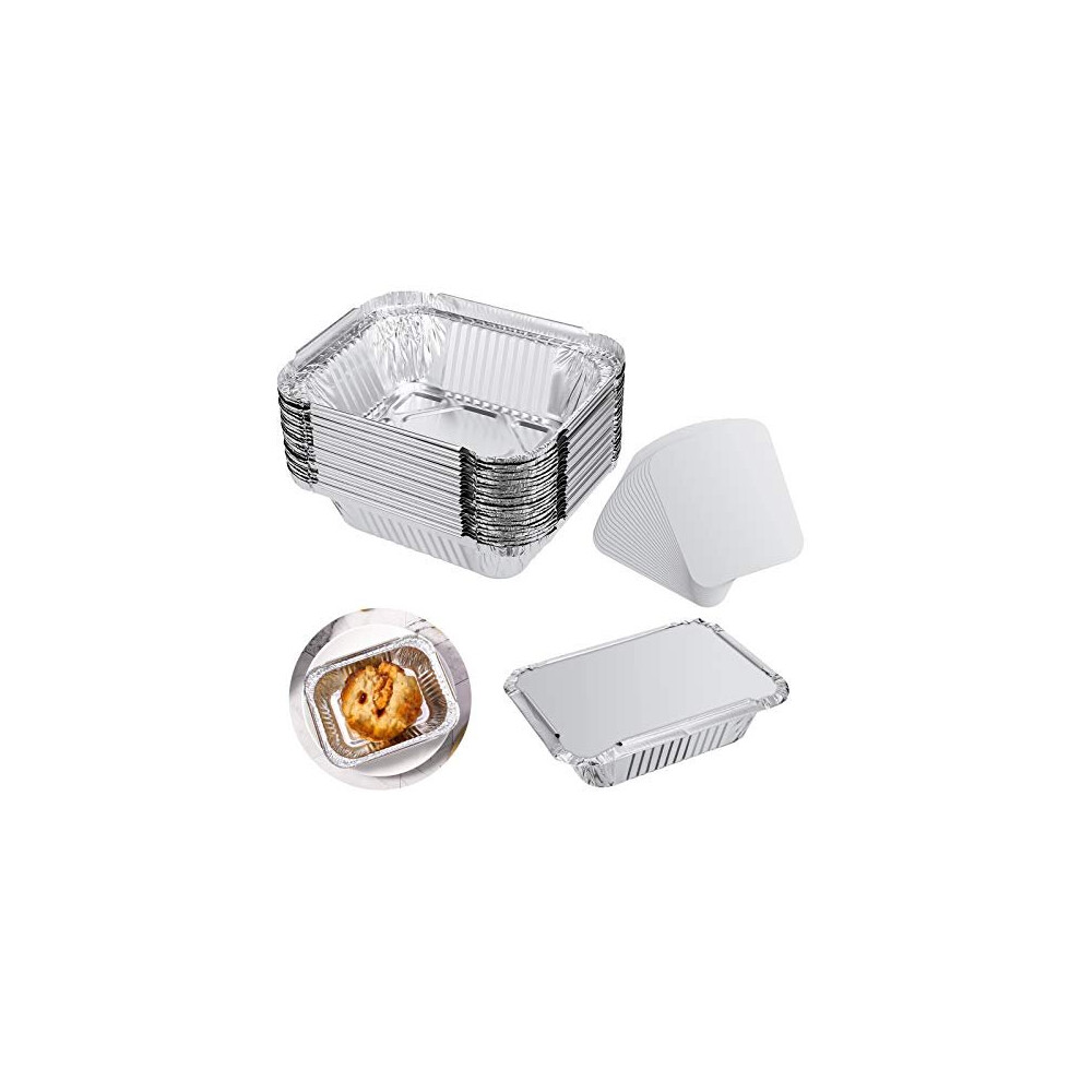 Rosewinec 30 Packs Small Disposable Aluminum Container Pans Foil Trays With Lids For Baking Cooking Storing And Freezing 51 Inches X 4