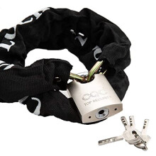 Heavy-Duty 8mm Chain Lock Padlock for Motorcycle, 1.1m Hardened Steel Chain, 4 Keys, Nylon Protective Sleeve, Black