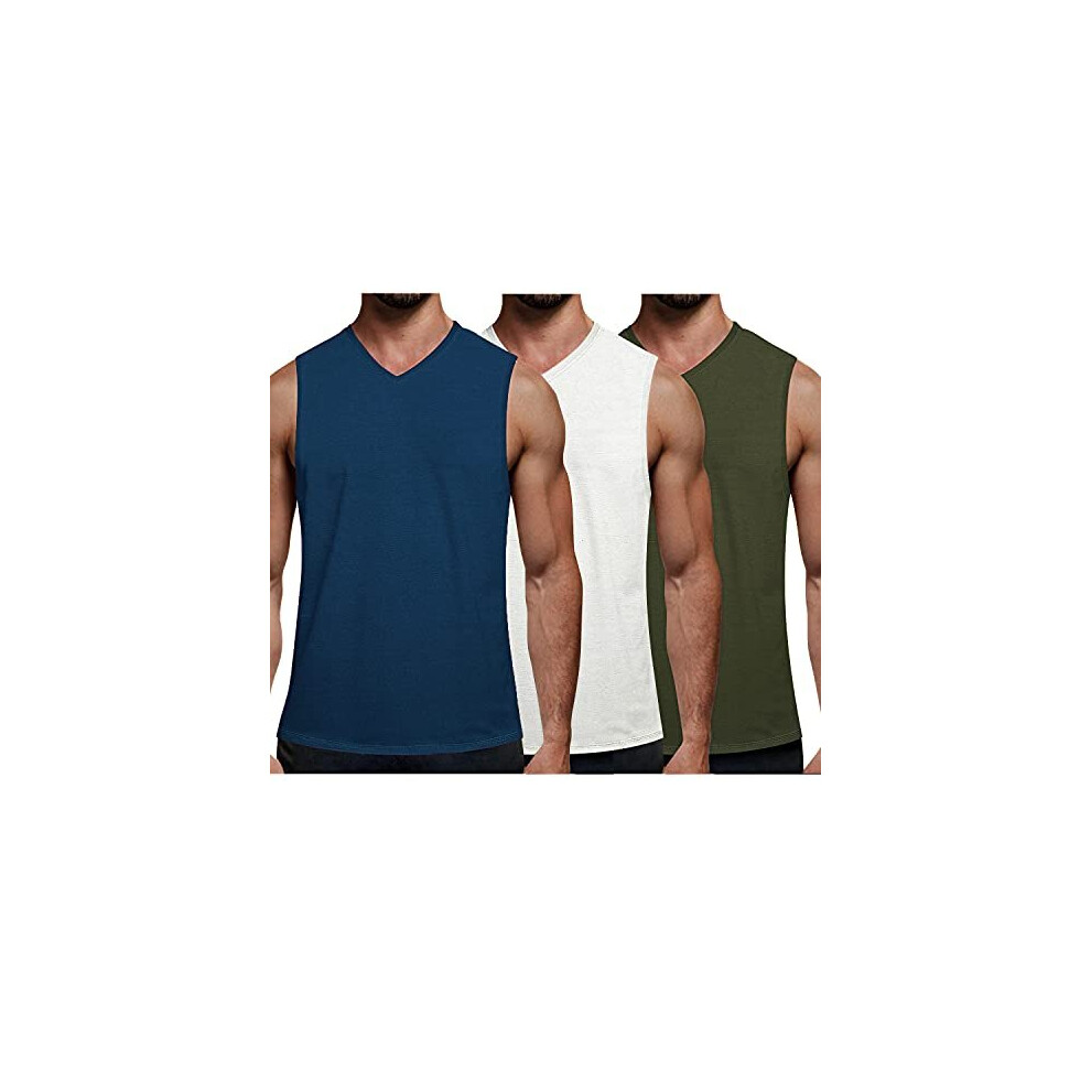 Mens Tank Top Cotton 3 Pack Athletic Undershirt for Running Workout Sport Fitness