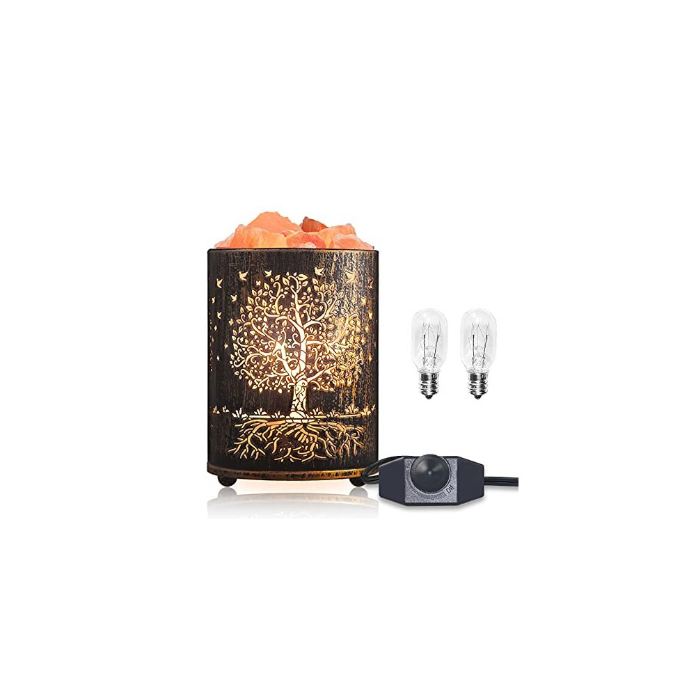 Salt Lamp Himalayan Salt Lamp Tree of Life Salt Lamp Pink Lamp with Retro Metal Basket Dimmer Cord 15W Bulbs Unique Gift for Christmas Birthday