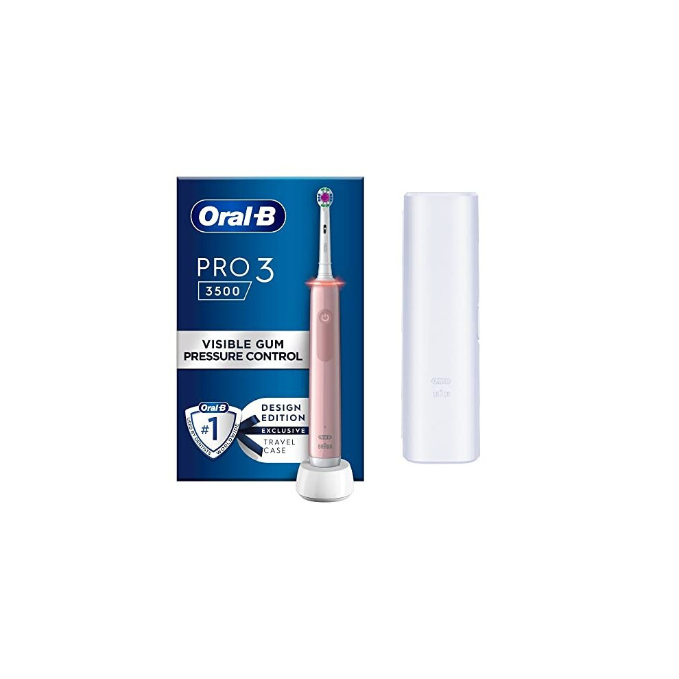 Pro 33500 Pink Electric Toothbrush 1 Handle with Visible Pressure Sensor 1 Toothbrush Head 1 Travel Case OralB 3D White Replacement Toothbrush Head