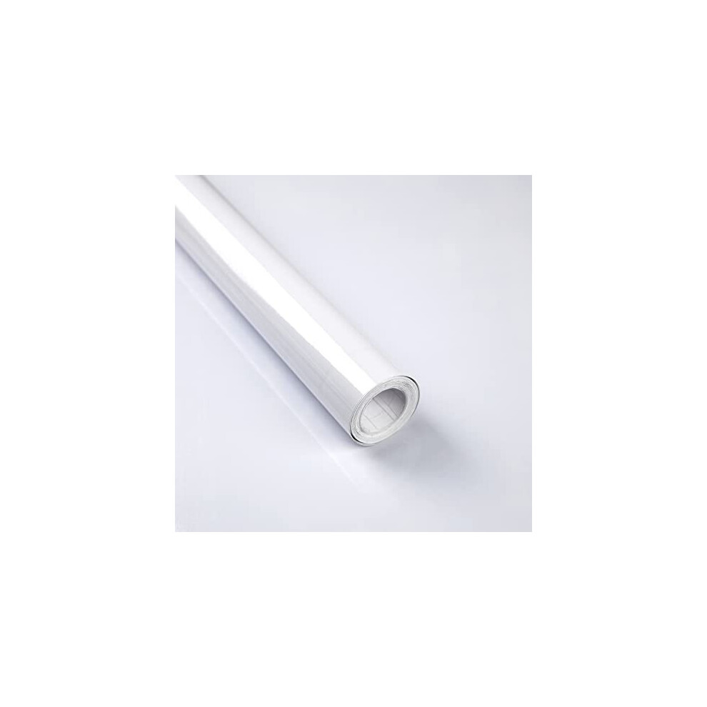 Sticky Back Plastic White Vinyl Wrap 30X300cm Self Adhesive Peel and Stick Wallpaper Waterproof Glossy Film Roll for Kitchen Cupboard Countertops
