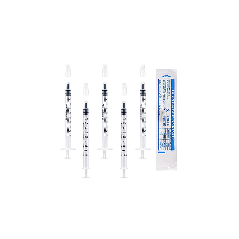 50Pcs 1ml Plastic Syringes With Caps No Needle Colostrum Syringe for Refilling and Measuring Liquids Scientific Labs Plant Watering Pet Feeding Glue