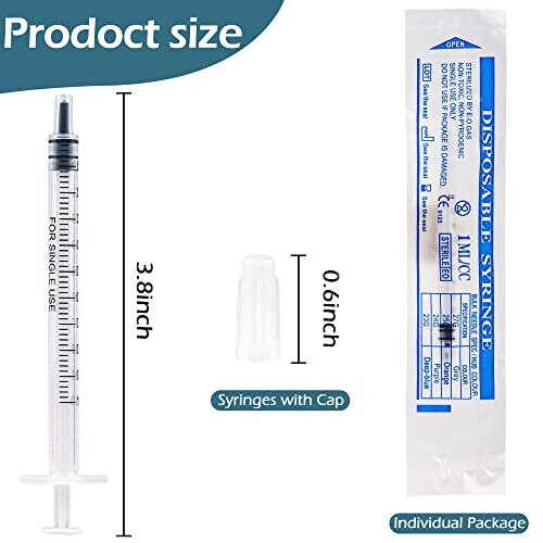 50Pcs 1ml Plastic Syringes With Caps No Needle Colostrum Syringe for