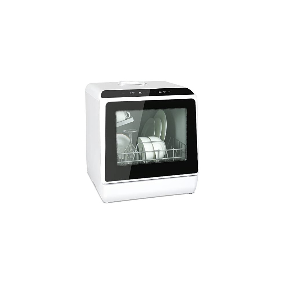 Mini Table Top Dishwasher Portable Countertop Dishwasher with 5 Programs Builtin 5L Water Tank Dual Water Supply Modes with Touch Control LED Display