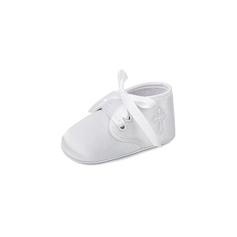 Baby Boys Girls Christening Shoes White Soft Sole Infant Baptism Crib Shoes Prewalkers 36 Months