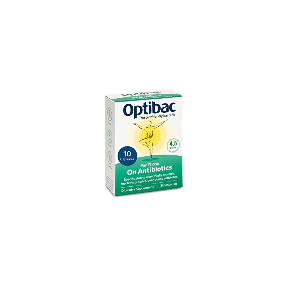 Optibac Probiotics For Those On Antibiotics 45 Billion Cfu 3 Live Strains For Digestive System Support Gut Health 10 Capsules 10 Count Pack Of 1