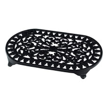 Traditional Oval Trivet Black Cast Iron 345x205x3 cm