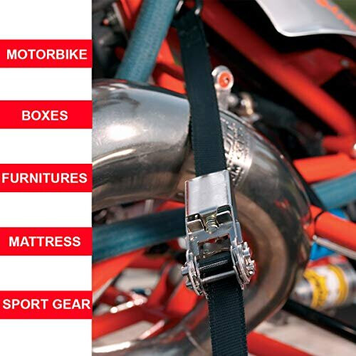 Master Lock 3223EURDAT Certified Ratchet Strap Black 25m x 25mm Strap 2