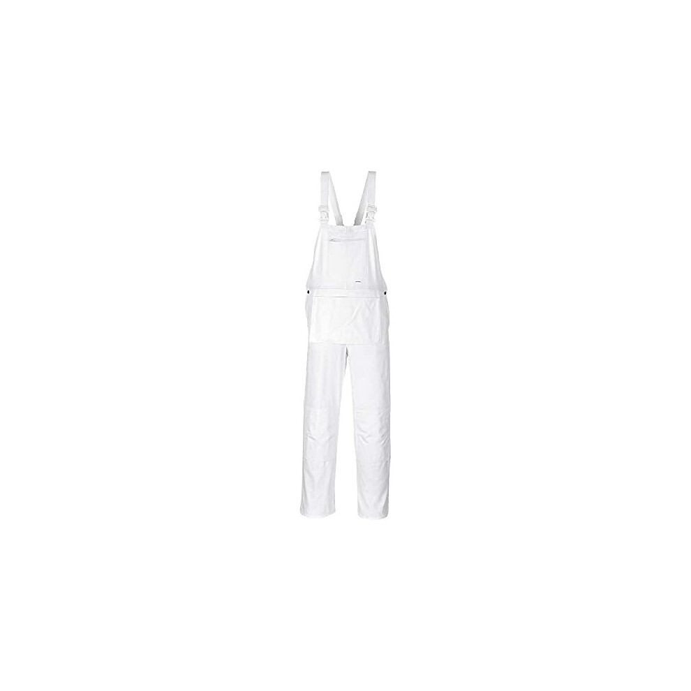 S810 Bolton Painters Bib Cotton Overalls White Medium