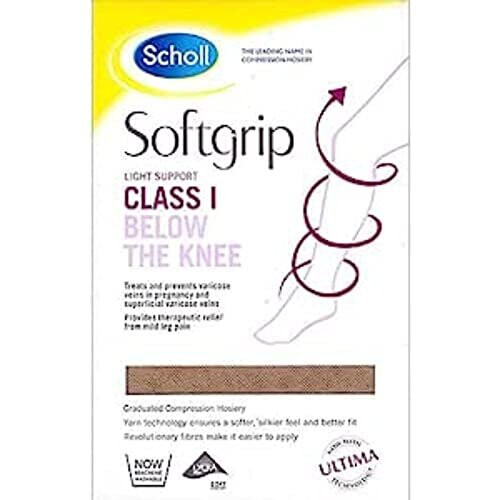 Scholl Softgrip Compression Stocking Class I Below The Knee Closed Toe Natural Size L
