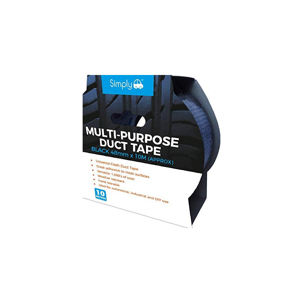 Simply Dtb5010 Duct Tape 10M Heavy Duty Super Stick Strong Adhesive Universal Cloth Gaffer Tape Black