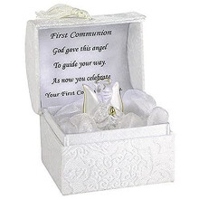 First Holy Communion Guardian Angel Gift HAND BLOWN GLASS GOLD GILDED