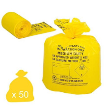 CX50CWMD2 Clinical Waste Bag Medium Duty Yellow Pack of 50