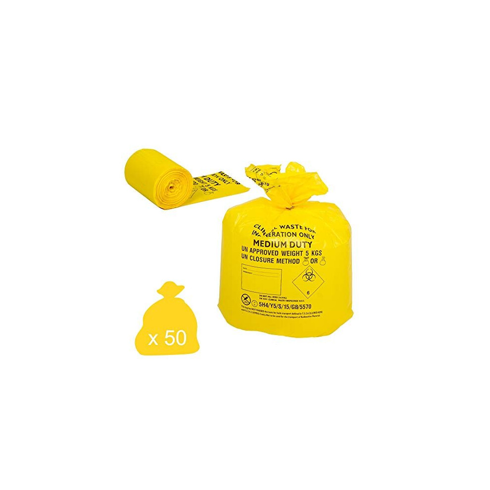 Hanfare Cx50cwmd2 Clinical Waste Bag Medium Duty Pack Of 50 Yellow