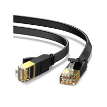 Cat 7 Ethernet Cable HighSpeed Flat Gigabit RJ45 LAN Patch Cord with 10Gbps 600Mhzs FTP POE Compatible with Internet Router Modem Smart TV PC Laptop