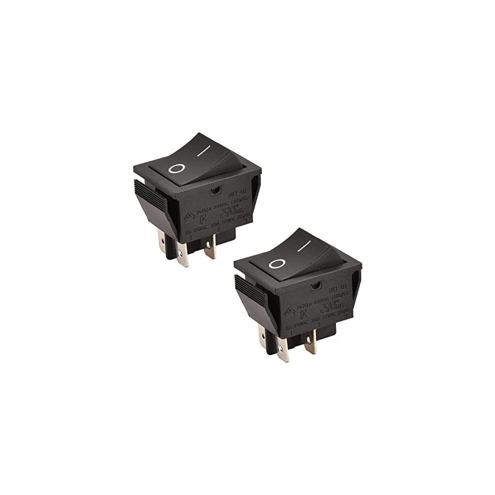 Rocker Switch Onoff Dpst 4 Terminals 16A 250Vac Black 2Pack 670534171899
