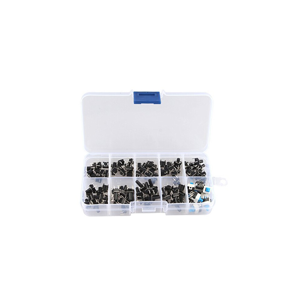 10Values 100Pcs Tactile Push Button Switch Micro Momentary Tact Assortment Kit 100Pcs 726146001816