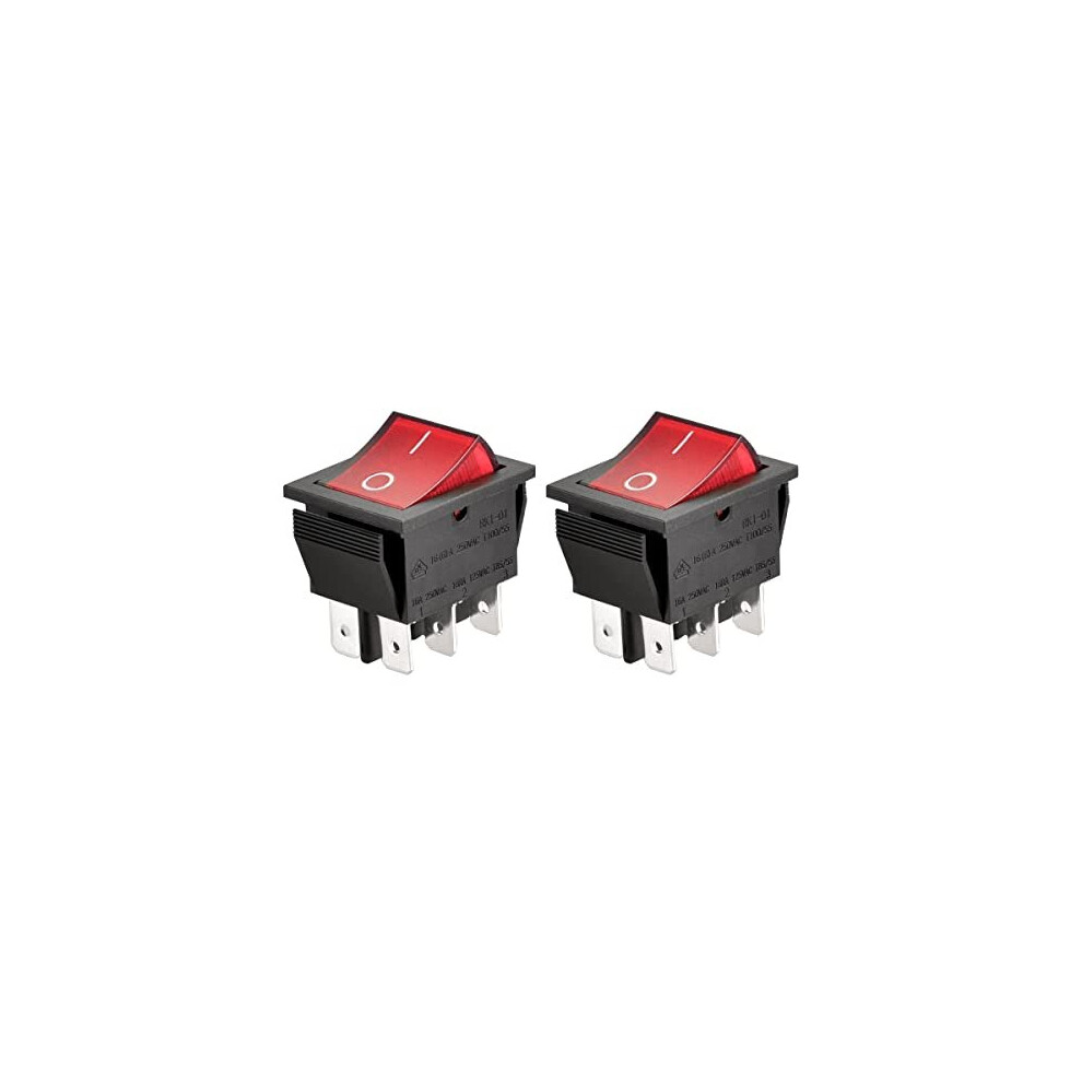 Rocker Switch Onoff Dpdt 6 Terminals Red Light 16A 250Vac 2Pack 670534171851