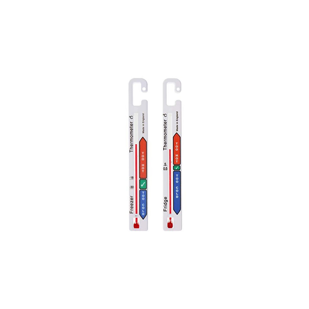 Twin Pack Fridge Freezer Thermometer Pack with Colour Coded Refrigerator Safe Temperature Zones Ideal Freezer and Fridge Temperature Thermometer Pack