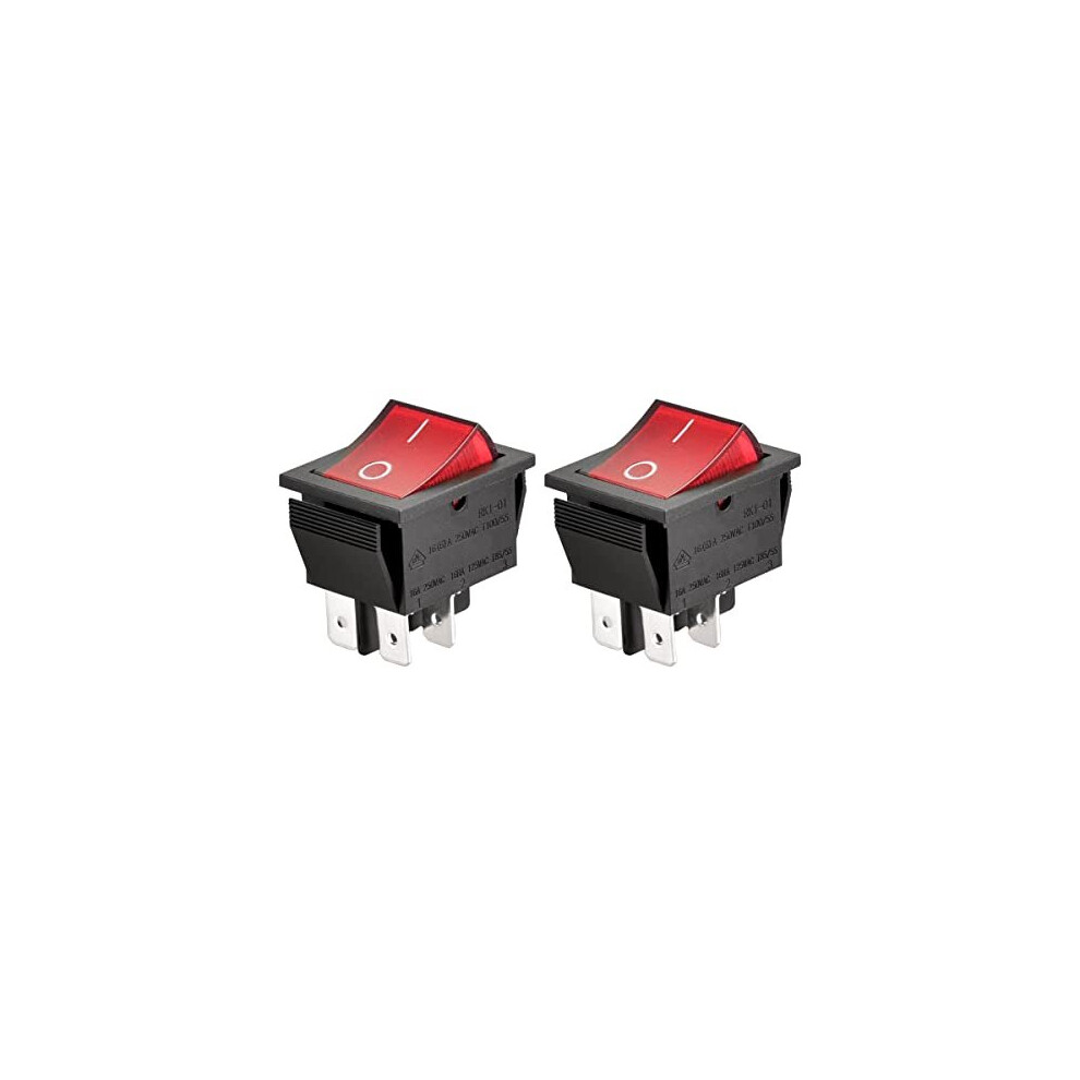 Rocker Switch Onoff Dpst 4 Terminals Red Light 16A 250Vac 2Pack 670534171837