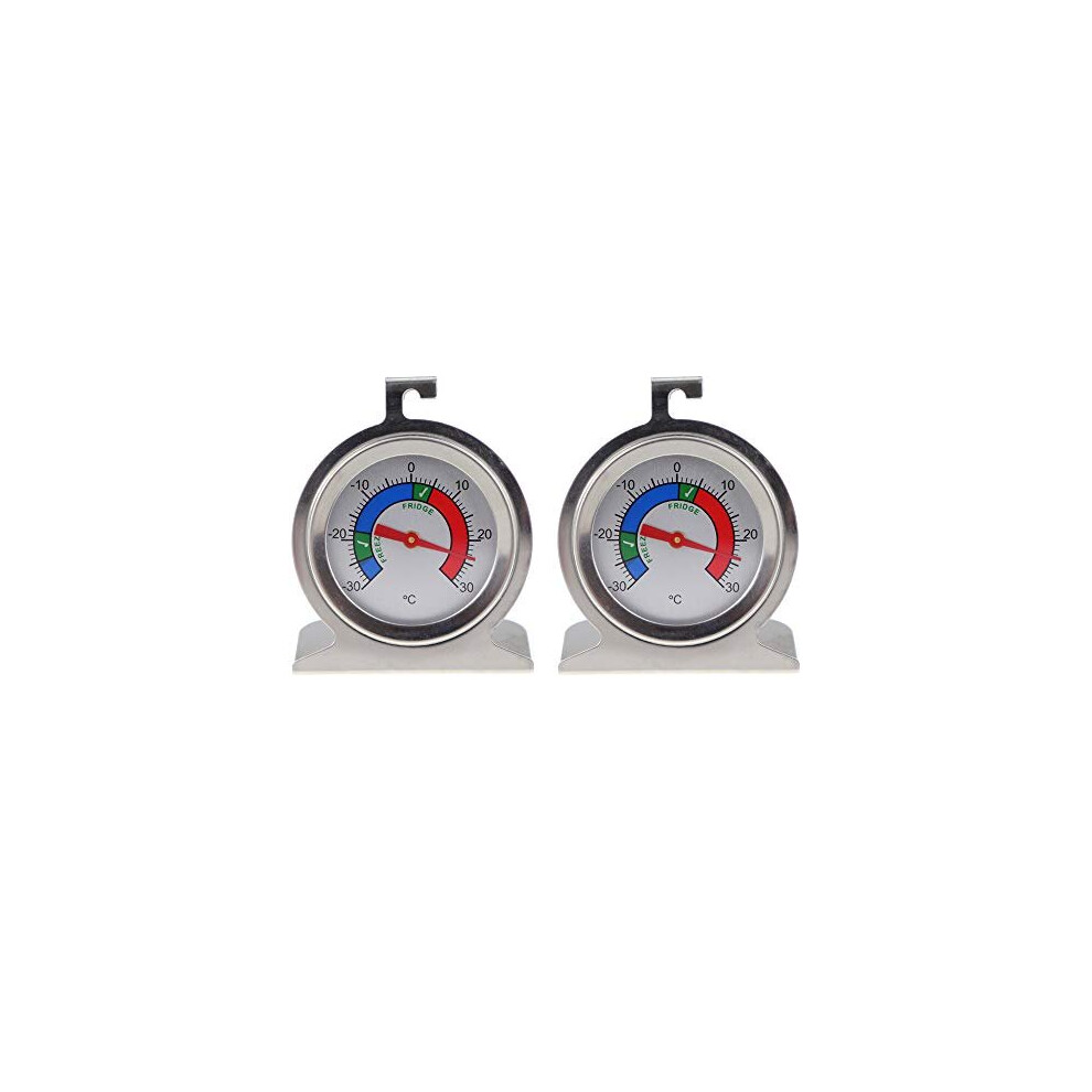 Fridge Freezer Thermometer Twin Pack For Monitoring Refrigerator Temperature Stainless Steel Freezer and Fridge Temperature Thermometer Pack