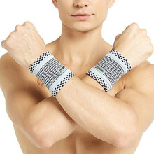 Wrist Band Bamboo Fiber Knitted Fabric Light Elastic Breathable Men Women Right or Left for Sweat Sports Exercise Workout Gym Grey Color Size S 1 Unit