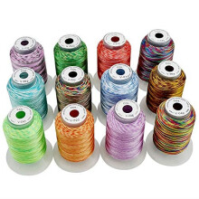 12 Colors Variegated Polyester Machine Embroidery Thread Kit 500M 550Y Each Spool for Brother Janome Babylock Singer Pfaff Bernina Husqvaran