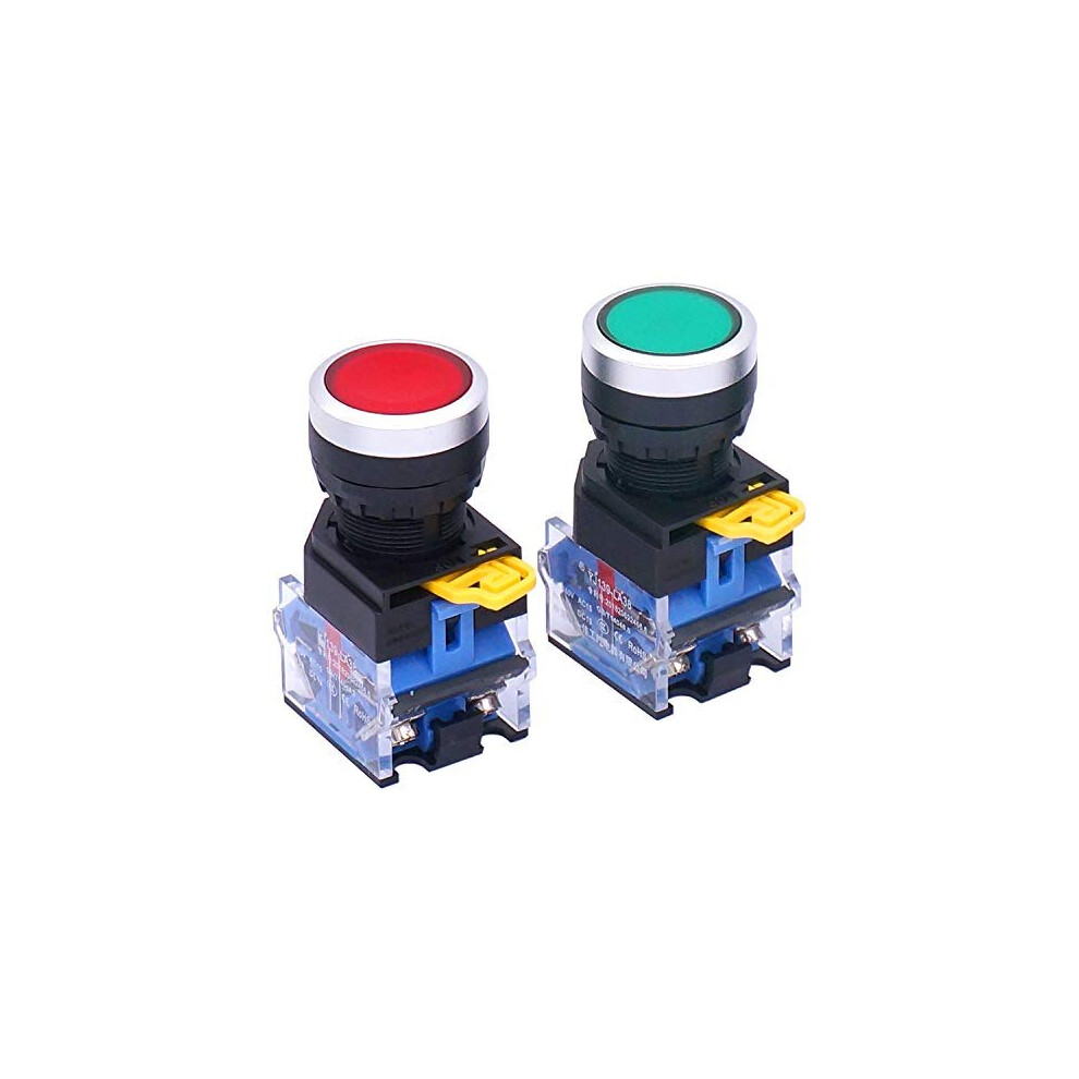 Taiss2pcs 22Mm Panel Mount 10A 440V 1No 1Nc Dpst Red Green Momentary Push Button Switch Pushbutton Switches Quality Assurance For 3 Years La3811bngr 717209031550