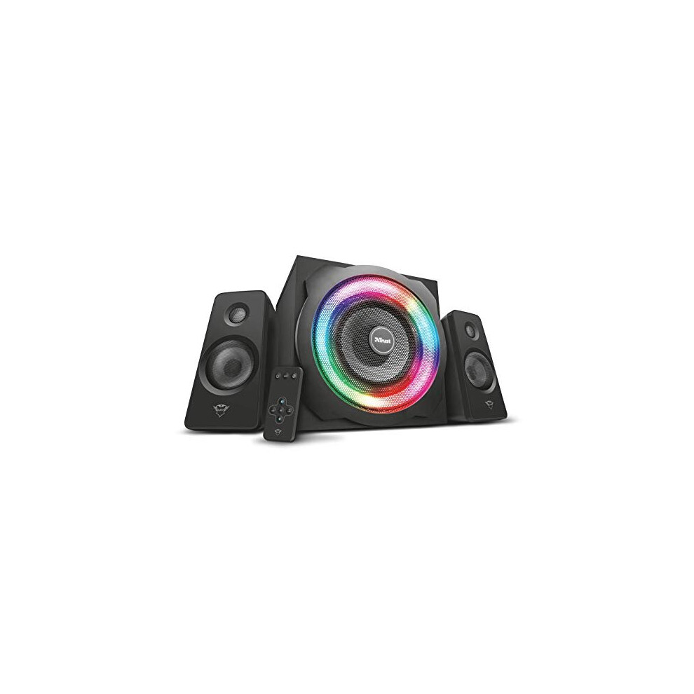 GXT 629 Tytan RGB 21 PC Gaming Speaker System Sound System with with Subwoofer UK Plug LED Illuminated RGB 120 W Peak Power Stereo Sound System Black