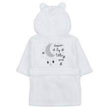 Babytown Baby Boys Girls Star Plush Fleece Dressing Gown 0 6 Months White