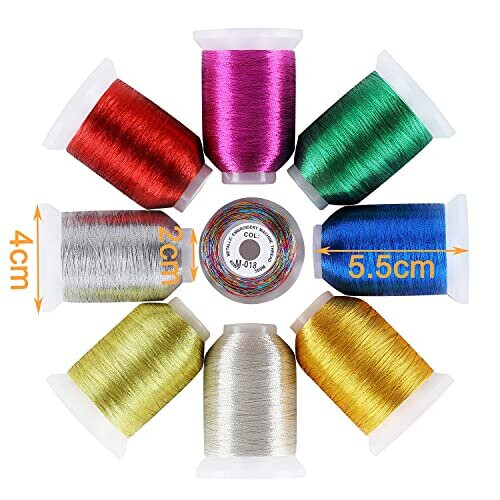 Metallic Machine Embroidery Thread 500m per Spool in 9 Colors Set 2
