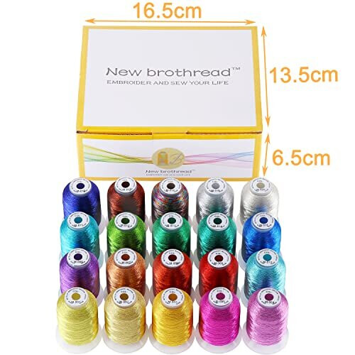 20 Assorted Colours Metallic Machine Embroidery Thread Kit 500M Each Spool for Computerized Embroidery and Decorative Sewing 2