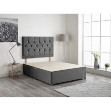 Charcoal Plush Fabric Divan Base Plus Matching Headboard3ft 4ft 4ft6 5ft 6ft 4FT6 Double