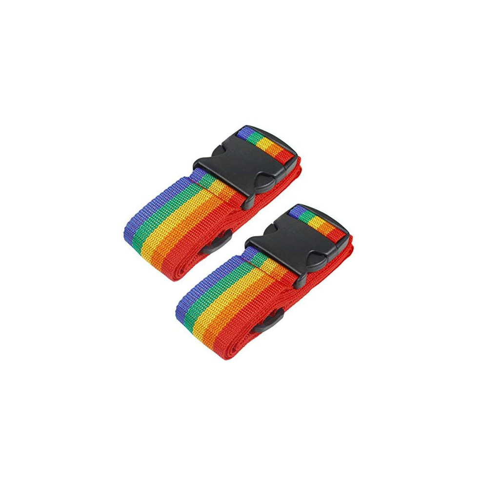 Heavy Duty Luggage Straps for Suitcases Packing Belts Travel Accessories Adjustable Bag Strap 2 Pack Rainbow