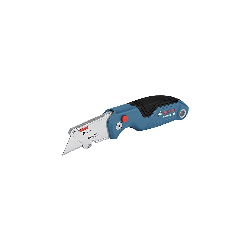 Universal folding knife with blade compartment in metal handle incl two replacement blades in blister packaging Amazon exclusive
