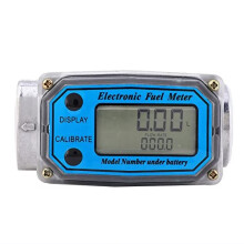 Digital Flow Meter Diesel Fuel Flowmeter High Accuracy 1Inch NPT Thread Turbo Flow Meter for Diesel Kerosene and GasolineBlue