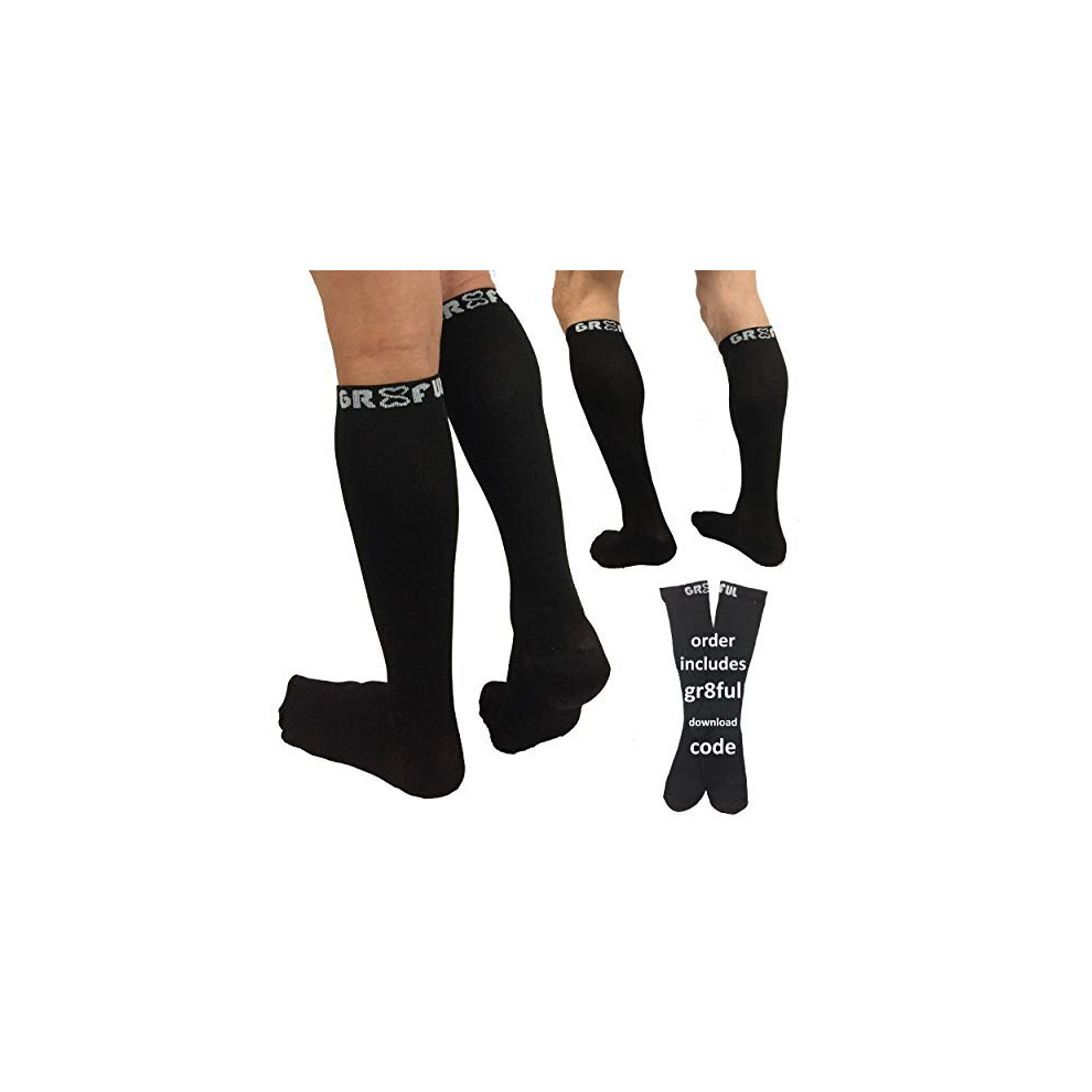 Gr8ful Compression Socks For Men Women Fab For Running Calf Injury Shin Splints Achilles Tendonitis Travel Pregnancy Reduce Swelling Pain Aid Recovery